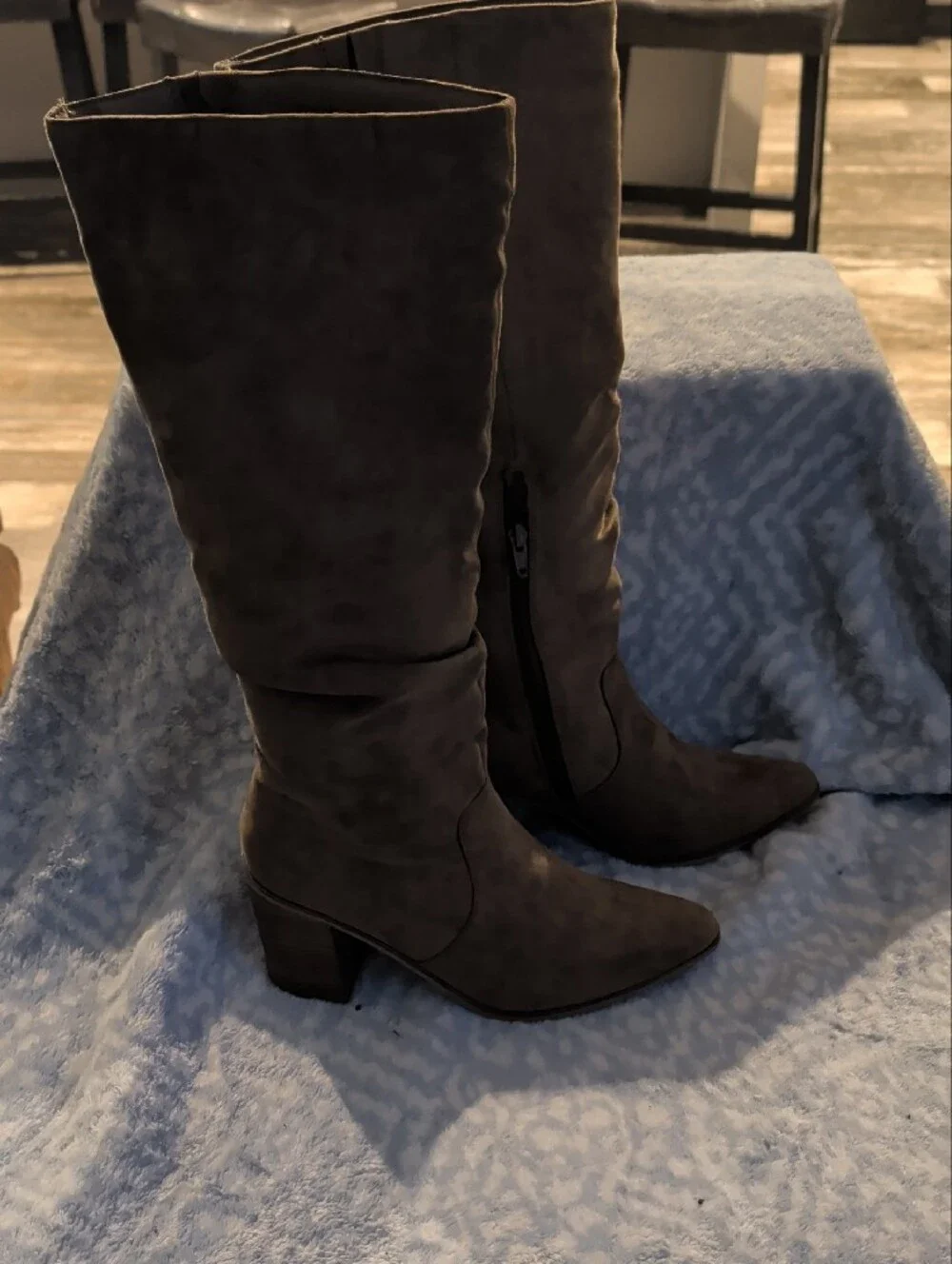 Womens Tall Pointed Toe Suede Boots - Brown